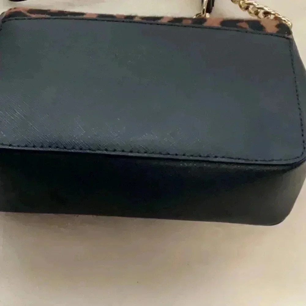 Michael Kors Leopard Print Mini Bag - Black and Brown - Picture 3 of 7
